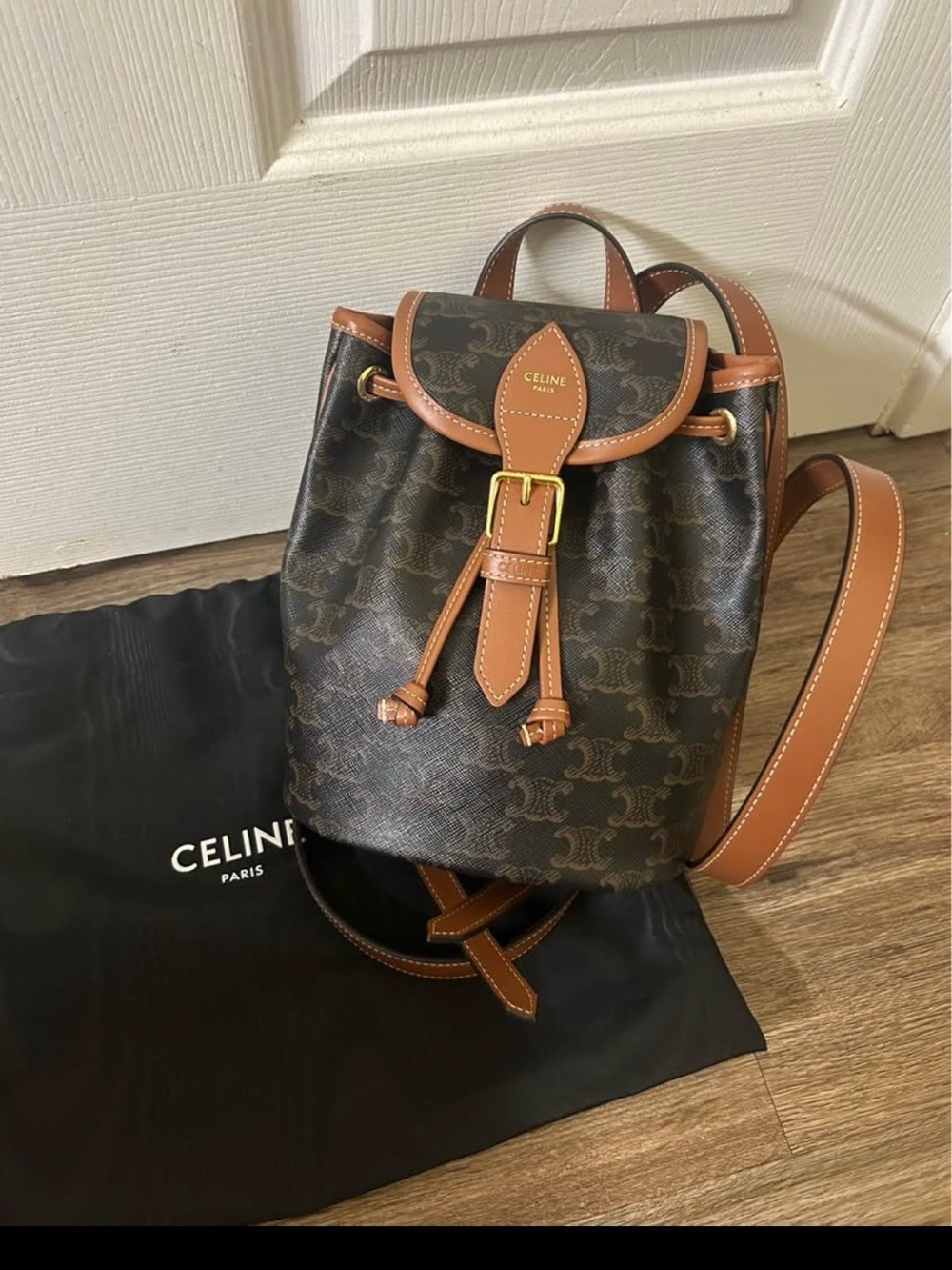 Celine MINI BACKPACK FOLCO IN TRIOMPHE CANVAS AND CALFSKIN